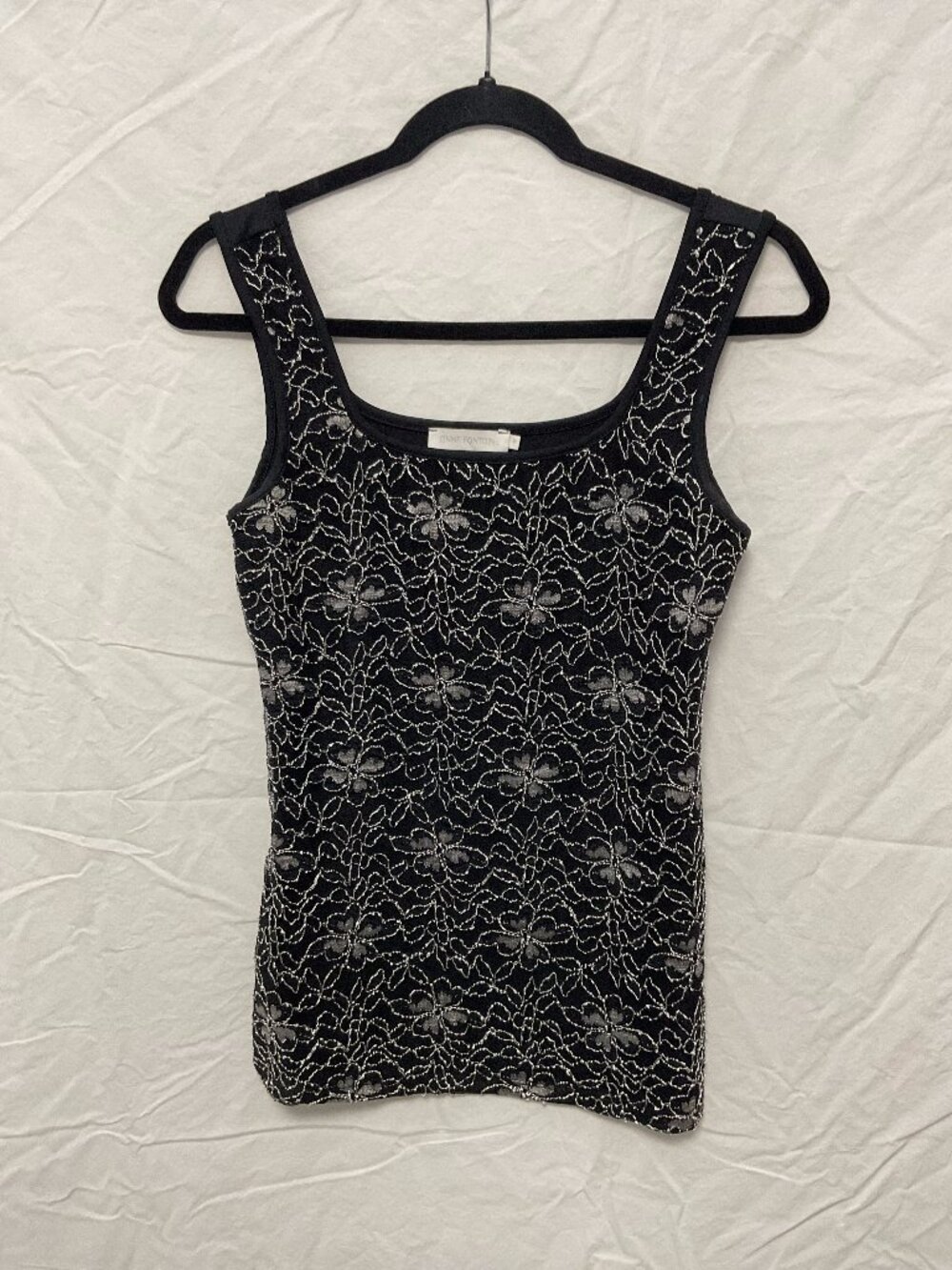 Anne Fontaine Black Metallic Floral Lace Tank Top Size 40 (US 8)